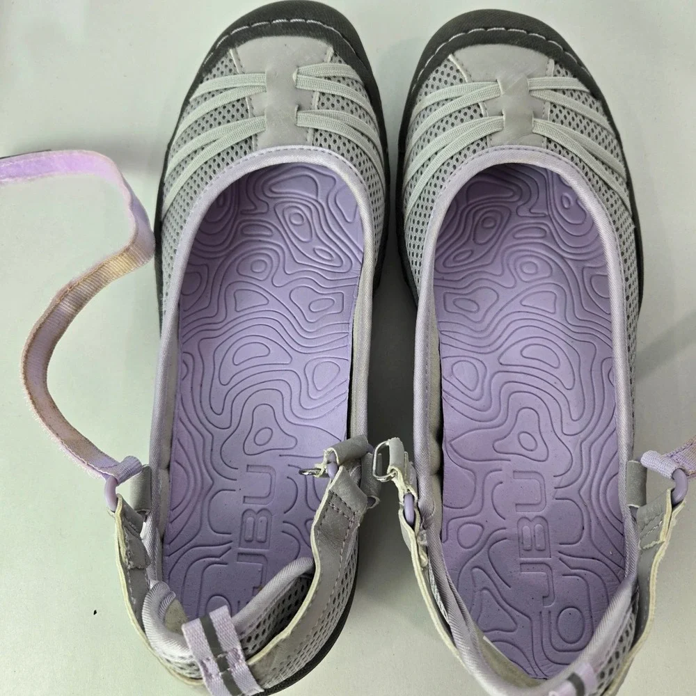 JBU Size 8.5 Malibu Vegan‎ Water Ready Shoe Grey Purple Mesh Mary Jane #1070